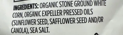 Ingredients Label for 365 Whole Foods Market White Corn Organic Tortilla Chips - Verified CERTIFIED SAFE