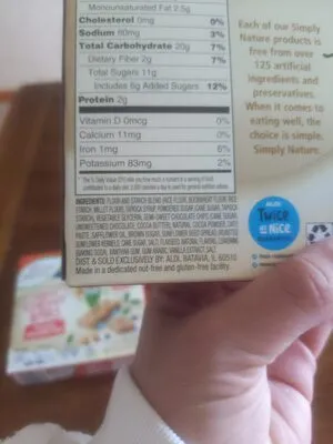 Ingredients Label for Aldi Baked Chewy Bars - Verified CERTIFIED SAFE