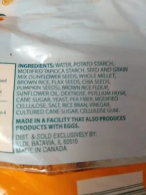 Ingredients Label for Aldi Seeds And Grains Bread - Verified CERTIFIED SAFE