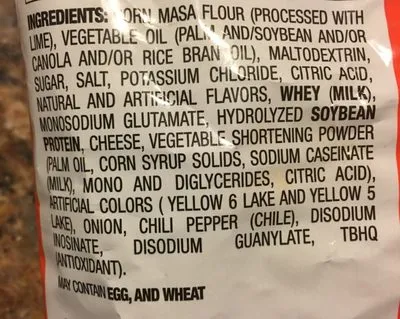 Ingredients Label for Barcel Barcel, Takis, Xplosion Tortilla Chips - Verified PROCEED WITH CAUTION