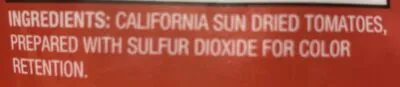 Ingredients Label for Bella Sun Luci California Sun Dried Tomatoes Halves - Verified MANUFACTURER LABELED GLUTEN-FREE