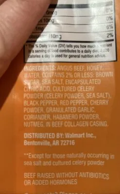 Ingredients Label for Bettergoods Hot Honey Beef Sticks - Verified CERTIFIED SAFE
