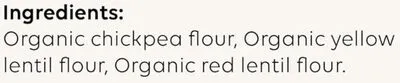 Ingredients Label for Chickapea Organic Spirals - Verified CERTIFIED SAFE