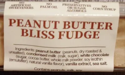 Ingredients Label for Cowpa's Fudge - Peanut Butter Bliss - Verified CERTIFIED SAFE