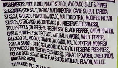 Ingredients Label for Crunchmaster Salt & Pepper Avocado Toast Crunchy Baked Rice Crackers - Verified CERTIFIED SAFE