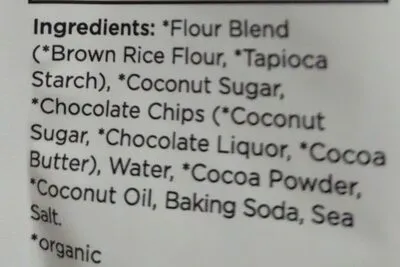Ingredients Label for Emmy's Organics Chocolate Chip Thin & Crispy Brownie Snaps - Verified CERTIFIED SAFE