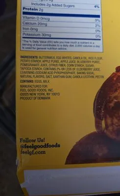 Ingredients Label for Feel Good Foods Danish-style Wildberry Pancake Bites - Verified CERTIFIED SAFE