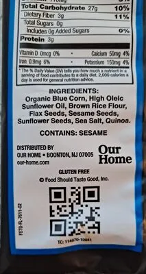 Ingredients Label for Food Should Taste Good Blue Corn Tortilla Chips - Verified CERTIFIED SAFE