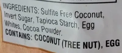 Ingredients Label for Goodman's Chocolate Macaroons - Verified CERTIFIED SAFE