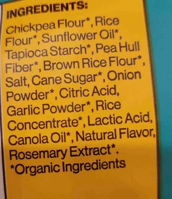 Ingredients Label for Hippeas Organic Chickpea Puffs-yellow Pea, Vegan White Cheddar - Verified CERTIFIED SAFE