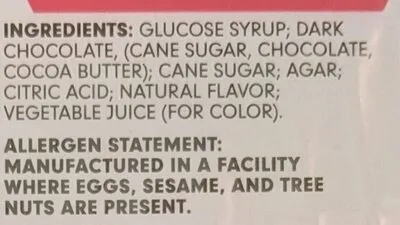Ingredients Label for Joyva Chocolate Covered Ring Jells - Verified CERTIFIED SAFE