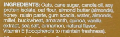 Ingredients Label for Kind Almond Butter Breakfast Protein Bars - Verified MANUFACTURER LABELED GLUTEN-FREE