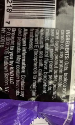 Ingredients Label for Kind Caramel Peanut Protein Breakfast Bars - Verified PROCEED WITH CAUTION