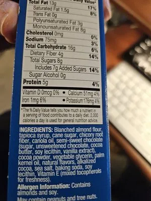Ingredients Label for Kind Chocolate Almond Flour Brownie Soft Baked Squares Bars - Verified MANUFACTURER LABELED GLUTEN-FREE