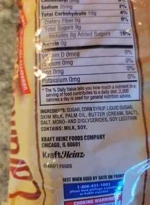 Ingredients Label for Kraft Caramel America's Classic Bits - Verified PROCEED WITH CAUTION