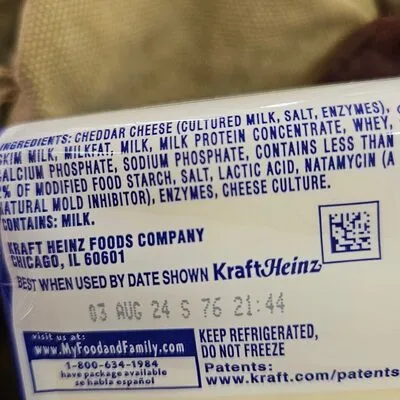 Ingredients Label for Kraft White American Pasteurized Prepared Cheese Product Singles - Verified PROCEED WITH CAUTION