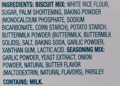 Ingredients Label for Live G Free Gluten Free Cheddar Cheese Biscuits - Verified CERTIFIED SAFE