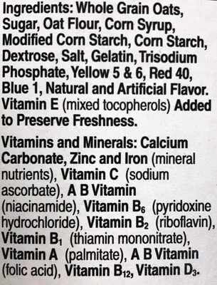 Ingredients Label for Lucky Charms Gluten Free Breakfast Cereal With Unicorn Marshmallows - Verified MANUFACTURER LABELED GLUTEN-FREE