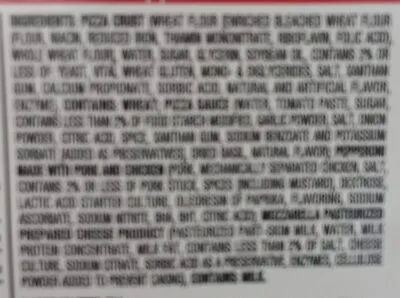 Ingredients Label for Lunchables Pizza With Pepperoni Kraft Mozzarella Pasteurized Prepared Cheese Product, Pizza Crusts, Pizza Sauce Lunch Combinations - Verified NOT SAFE