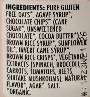 Ingredients Label for Madegood Chocolate Chip Granola Bars - Verified CERTIFIED SAFE