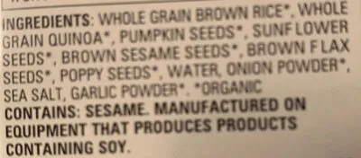 Ingredients Label for Mary's Gone Crackers Everything Super Seed Crackers - Verified CERTIFIED SAFE