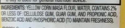 Ingredients Label for Mission Yellow Corn Tortillas - Verified CERTIFIED SAFE
