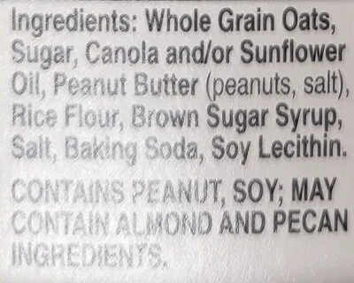 Ingredients Label for Nature Valley Crunchy Peanut Butter Granola Bars - Verified PROCEED WITH CAUTION