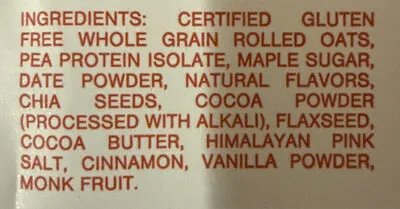 Ingredients Label for Oats Overnight Mexican Hot Chocolate - Verified CERTIFIED SAFE