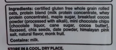 Ingredients Label for Oats Overnight Shake Brownie Batter - Verified CERTIFIED SAFE
