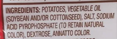 Ingredients Label for Ore-ida Golden Fries Frozen French Fried Potatoes - Verified MANUFACTURER LABELED GLUTEN-FREE