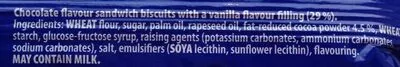 Ingredients Label for Oreo Cookies Vanilla - Verified NOT SAFE