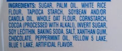 Ingredients Label for Oreo Mint Creme Chocolate Gluten Free Sandwich Cookies - Verified CERTIFIED SAFE