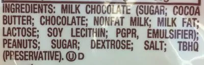 Ingredients Label for Reese's Milk Chocolate Miniatures Peanut Butter Cups - Verified MANUFACTURER LABELED GLUTEN-FREE