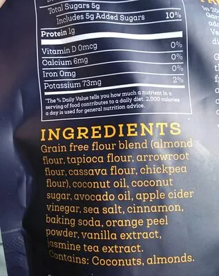 Ingredients Label for Siete Mexican Shortbread Grain Free Cookies - Verified CERTIFIED SAFE