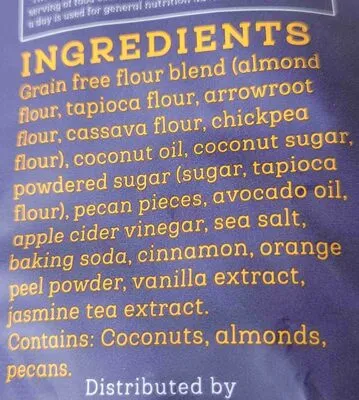 Ingredients Label for Siete Mexican Wedding Grain Free Cookies - Verified CERTIFIED SAFE