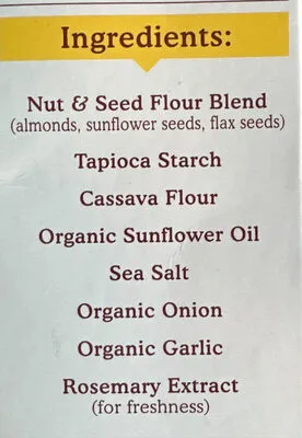 Ingredients Label for Simple Mills Almond Flour Fine Ground Sea Salt Crackers - Verified CERTIFIED SAFE