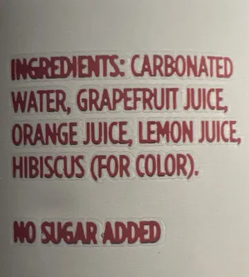 Ingredients Label for Spindrift Spindrift, Seltzer, Made With Fresh Squeezed Grapefruits - Verified CERTIFIED SAFE