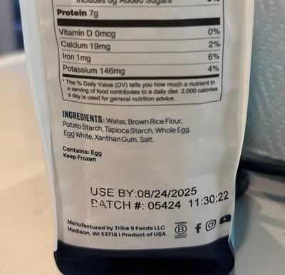 Ingredients Label for Taste Republic Gluten-free Egg Noodles - Verified CERTIFIED SAFE