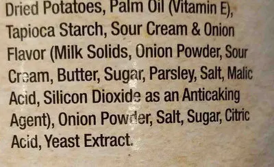 Ingredients Label for The Good Crisp Company Sour Cream & Onion Potato Crisps - Verified CERTIFIED SAFE