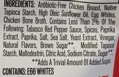 Ingredients Label for Wilde Protein Chips Nashville Hot - Verified CERTIFIED SAFE