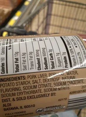 Ingredients Label for Aldi Braunschweiger - Verified CERTIFIED SAFE