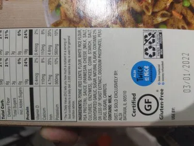 Ingredients Label for Aldi Parmesan Pesto - Verified CERTIFIED SAFE