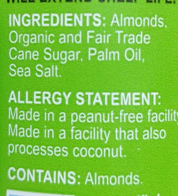 Ingredients Label for Barney Butter Almond Butter Crunchy - Verified CERTIFIED SAFE
