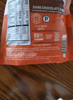Ingredients Label for Bear Naked Grain Free Dark Chocolate Almond Granola - Verified CERTIFIED SAFE