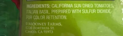 Ingredients Label for Bella Sun Luci Premium California Sun Dried Tomatoes With Italian Basil - Verified CERTIFIED SAFE