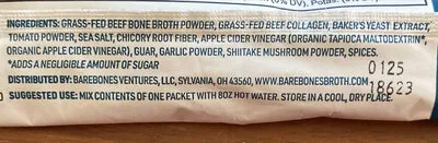 Ingredients Label for Bone Broth Beef Instant Beverage Mix - Verified CERTIFIED GLUTEN-FREE