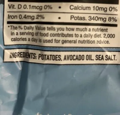 Ingredients Label for Boulder Canyon Wavy Sea Salt - Verified CERTIFIED SAFE