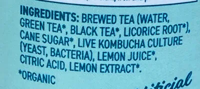 Ingredients Label for Brew Dr. Lemonade + Tea Sipjoy Lower Sugar Probiotic Refresher - Verified CERTIFIED SAFE