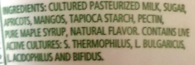 Ingredients Label for Brown Cow Apricot Mango On The Bottom Cream Top Whole Milk Yogurt - Verified CERTIFIED SAFE