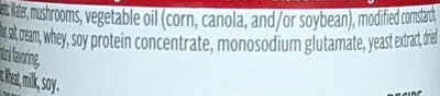 Ingredients Label for Campbell's Condensed Cream Of Mushroom Soup, Can - Verified NOT SAFE